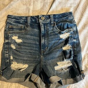 American Eagle Outfitters Blue Jean Shorts High-Waisted Distressed